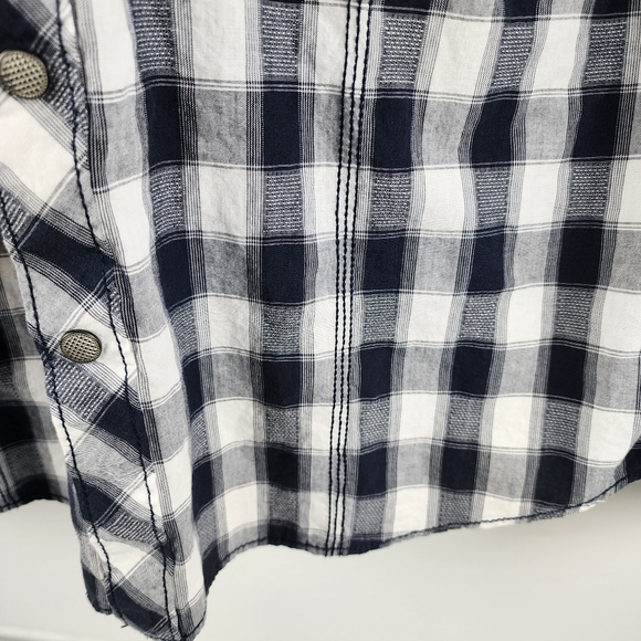 Helix Mens Button Down L/S Athletic Fit Western Snap Black White Shirt XL - Picture 4 of 6